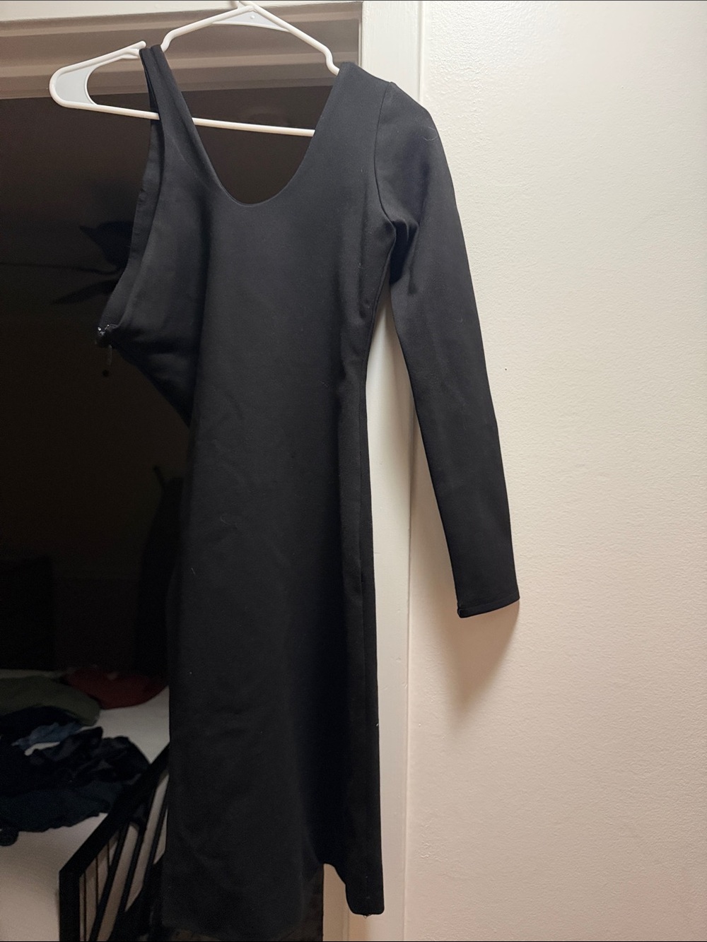 Black One-Shoulder Long Sleeve Women's Dress
